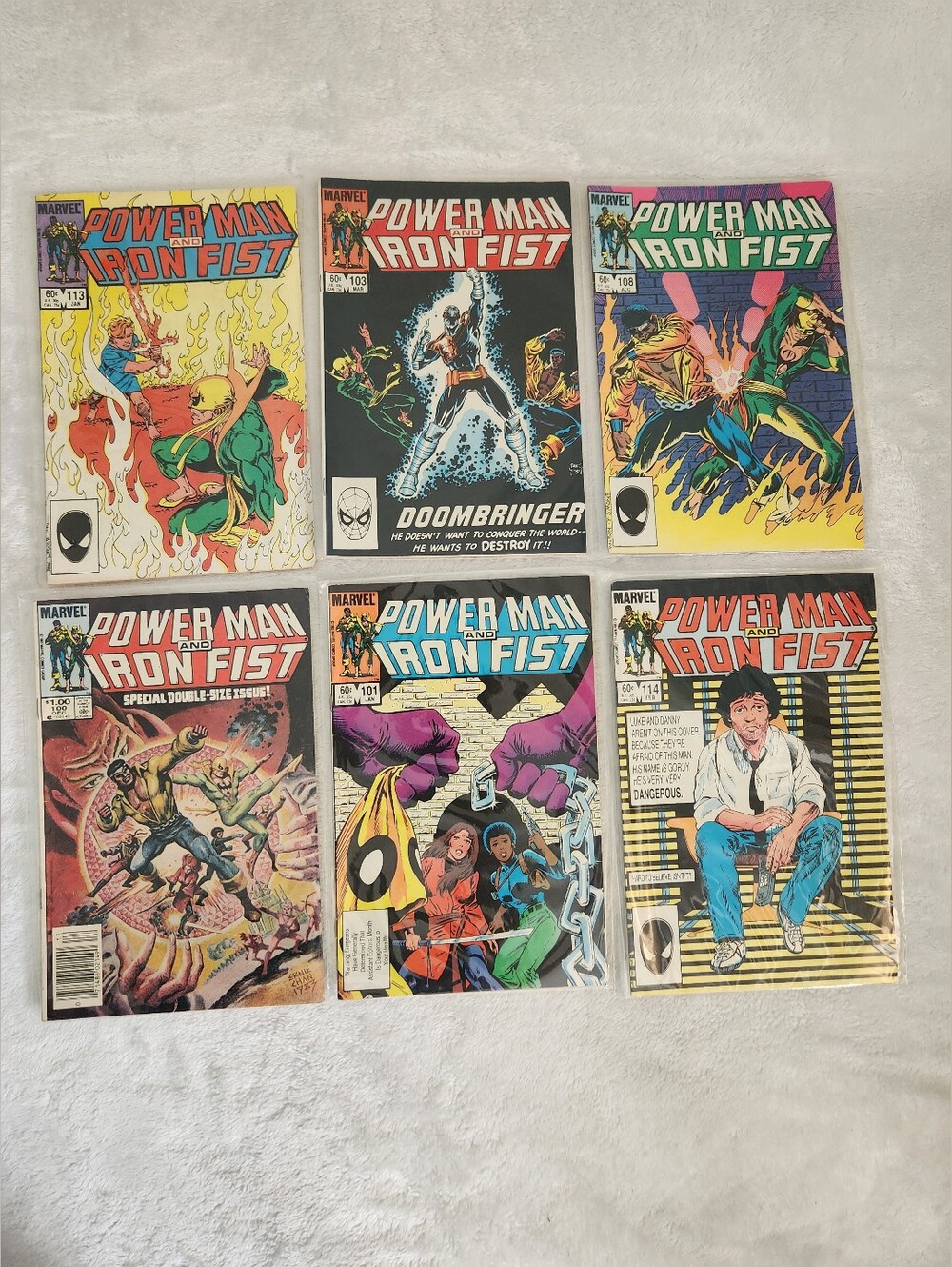 Power Man & Iron Fist Marvel Comic Lot #100 101 103 108 113 114 Vintage